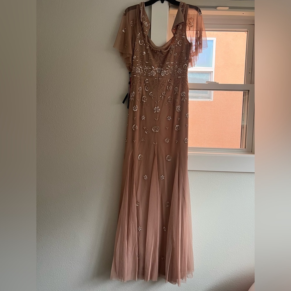 Beaded Flutter Sleeve Gown